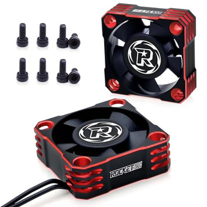 2Pack Motor Cooling Fan,28000RPM ESC Cooling Fan,HeatSink for 1/8 1/10 1/12 Scale Car 540 550 Brushless Motor (Black Red) - color: Black Red-2Pack