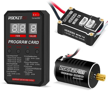 OGRC Sensored Brushless Motor with 30A ESC LED Program Card Combo for TRX4M | 50000 RPM Brushless Motor, Built-in BEC Support 2S Lipo Battery ESC, for TRX4M 1/18 RC Car