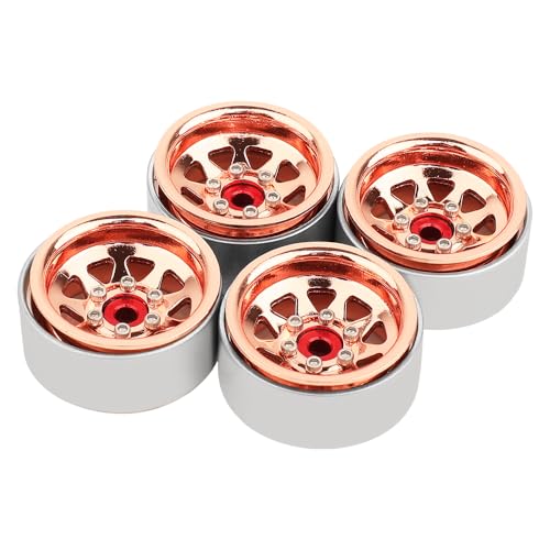 1.0 Beadlock Wheel -3.78mm Offset Wheel Rims for 1/18 1/24 RC Crawler Car Axial AX24 SCX24 FMS FCX24 TRX4M Upgrades (Rose Gold) - color: Rose Gold