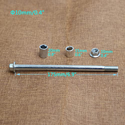 Mokuo 10mm 175mm Front Rear Axle with Bushing 6mm 15mm 20mm Fit for Motorcycle Pit Dirt Bike Moped Scooter QUAD ATV Mini Bike Parts - size: 10-175