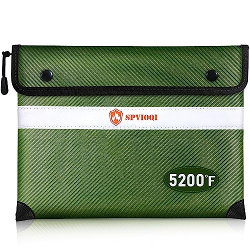 Upgraded 5200°F Fireproof Document Bag - Heat Insulated, Fireproof Safe Pouch with Zipper, 8 Layers of Functional Materials, Firep roof Money Bag for Cash/Documents, Water Resistant Fire Bags - color: Green, size: 12" x 8.5"