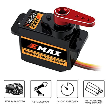SCX24 Servo EMAX Servo with Servo Mount & Arm & Steering Link Set R | Metal Gear Steering Servo, SCX24 Upgrade Parts - color: Red