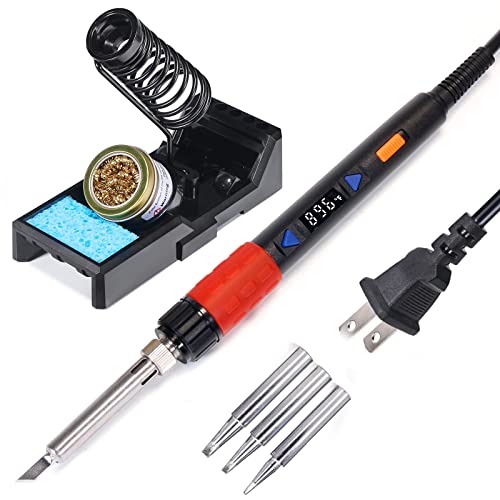 YIHUA 928D-III Soldering Iron,110W High Power, Fully Digital Display °F /°C- Temperature Control Soldering Tool, Accurate 194~896°F, with ON/OFF Switch, Iron Tip, Brass Wool, Automatic Sleep Mode - style: Advanced Style - Digital Iron (High Power)