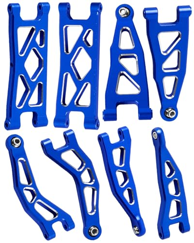 Aluminum Front Rear A Arms Upgrades Part for 1/18 Granite Grom Mega 380 Brushed 4x4 Monster Truck RTR,Alloy Front Rear Suspension A Arms Hops Up,8PCS,Navy Blue - color: Blue(8pcs)