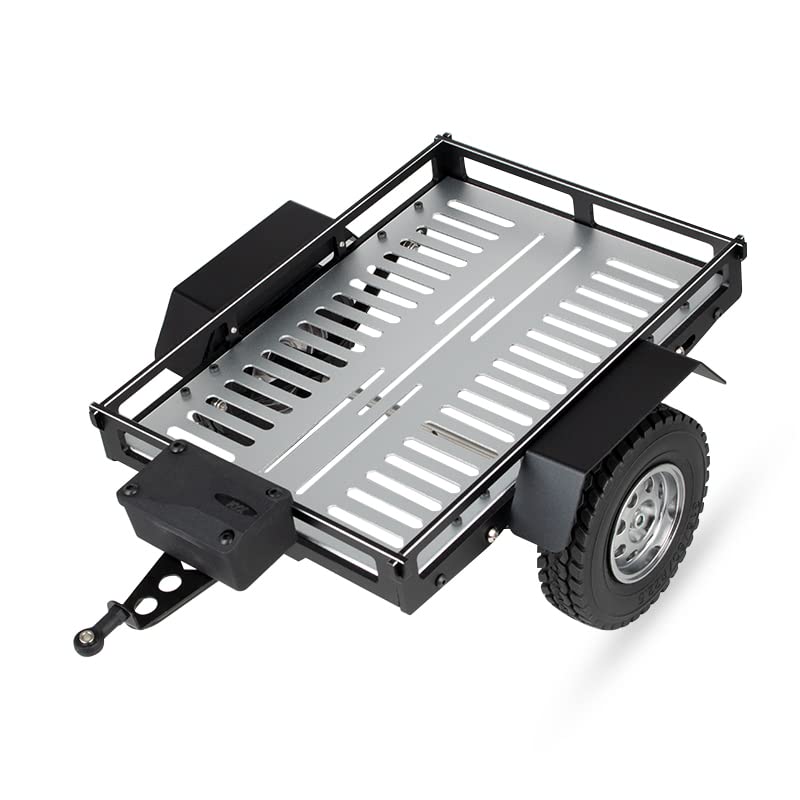 KYX Racing Aluminum RC Cars Trailer Heavy Duty Truck and RC Rock Cars Trailer for 1/10 RC Crawler Car Axial SCX10 II III TRX4 TRX6 D90 Gen7 Gen8