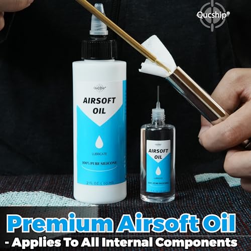 100% Silicone Airsoft Gun Oil & Air Chamber Lube, 2 oz + 1 oz Oiler Kit | CO2 & Airgun Care, Low-Viscosity Fast-Spreading Formula, Protects O-Rings & Seals, for PCP, Spring-Piston, Valves & Nozzles - size: 2+1oz