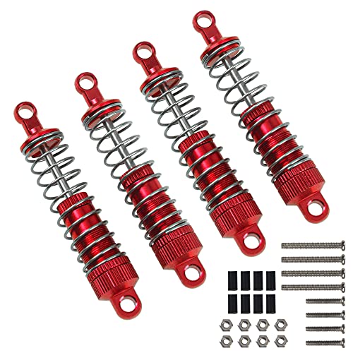 Aluminum Alloy Shock Absorber Suspension Damper Shocks Compatible with WPL C14 C24 C34 C44 MN Model D90 D91 MN99 1/16 RC Car (Red) - color: Red