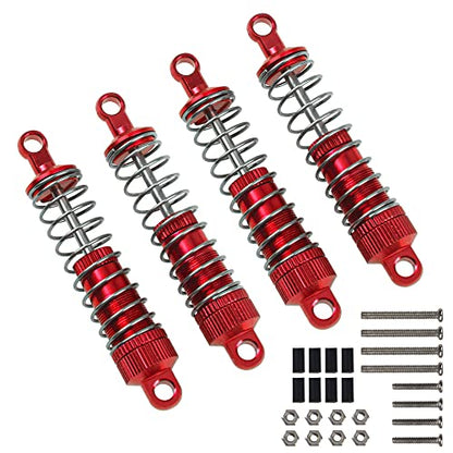Aluminum Alloy Shock Absorber Suspension Damper Shocks Compatible with WPL C14 C24 C34 C44 MN Model D90 D91 MN99 1/16 RC Car (Red) - color: Red