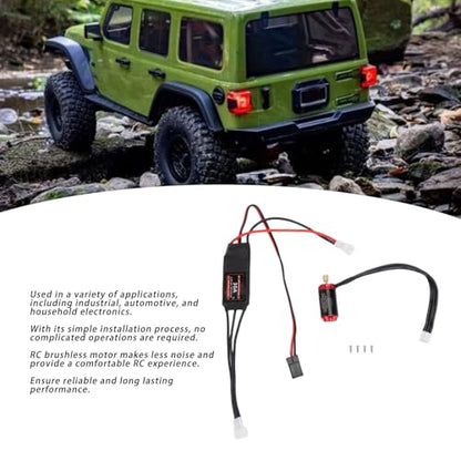 4000KV Brushless Motor ESC Set, RC Car Brushless Outrunner Motor with 30A Electronic Speed Controller, for SCX24 1/24 RC Crawler Truck