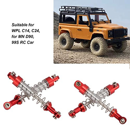OUKENS RC Shock Absorber Set, 4Pcs Metal Red Adjustable Oil Shocks for 1/18 1/16 RC Crawler, Compatible with TRX4M, WPL C14 C24, MN D90, Axial Capra Upgrade Parts - color: Red