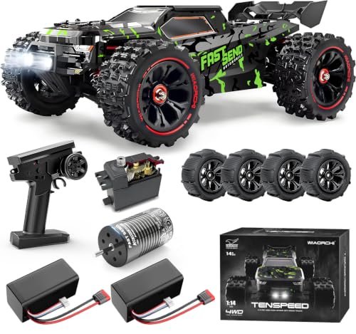 1/14 Brushless RC Cars for Adults Fast 50+ mph, RC Trucks 4x4 Offroad Waterproof, Electric Powered High Speed Remote Control Car, Fast Extreme All Terrain RC Truggy with 3S Battery for Snow Sand