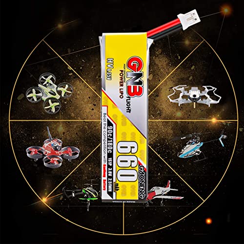 4PCS 660mAh 1S LiPo Battery 3.8V JST-PH2.0 Connector for Mobula7 75mm Drone | Crazepony 3.8V LiHV Batteries 90C/180C for Eachines Trashcan Emax Tinyhawk Freestyle II Snapper7 Mobula7 75mm Micro FPV Racin