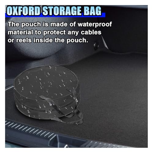 16 Inch Round Jumper Cable Bag - Waterproof EV Charging Cable Storage Bag, Cables Management Storage Organizer for Electrical Cords, RV Sewer Pipe, Extension Cables, Camper and Garden Hoses