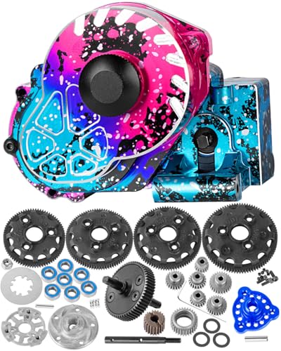 Metal Magnum 272R Assembled Transmission Upgrades Part for 1/10 Slash/Rustler/Stampede/Bandit 2WD VXL,Gearbox Transmission Bundle with Tooth Spur Gear Hops Up. #9495 Pink&Blue - color: Pink&blue(for 1/10)