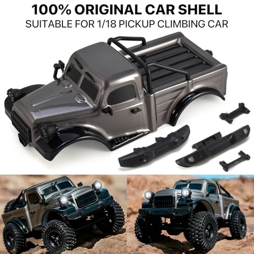 RC Truck Pickup Body Shell for 1/18 RC Crawler Car TRX4M Defender Bronco (Gray) - color: Gray
