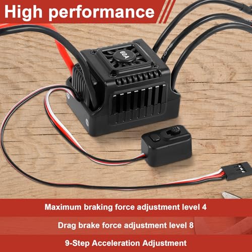 New Brushless Sensorless ESC, 60A Waterproof Dustproof Brushless Smart ESC, Sensorless Motor Combo, Multiple Protection Brushless ESC for 1/10 RC Car Truck Outdoor (T Plug)
