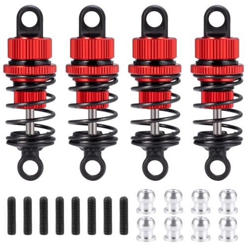Aluminum RC Front & Rear Oil Filled Shock Absorber 50mm/52mm Adjustable Damper Set Compatible with Tamiya M03 M04 M05 M06 1:10 On Road Car Upgrades Replace Parts (Red, 50mm) - color: Red, size: 50mm