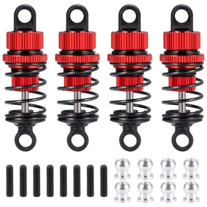 Aluminum RC Front & Rear Oil Filled Shock Absorber 50mm/52mm Adjustable Damper Set Compatible with Tamiya M03 M04 M05 M06 1:10 On Road Car Upgrades Replace Parts (Red, 50mm) - color: Red, size: 50mm