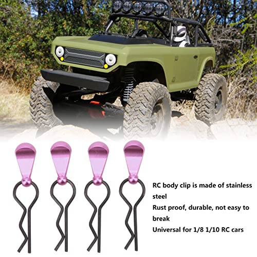 4pcs RC Body Clips R Pins Stainless Steel R Clips with Aluminium Alloy Pull Tabs for 1/8 1/10 RC Car (Purple) - color: Purple