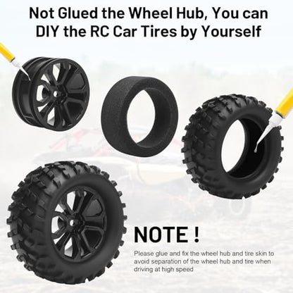RC Car Tires and Wheels, daitoku 12mm Hex RC Truck Tires for TRAXXAS AXIAL Rlaarlo MJX HBX WL TRAXXAS 1/16 E-Revo HSP 94186 16208 16209 16210 WLtoys 144001 HBX2105A 3101A 1/14 1/16 Truck