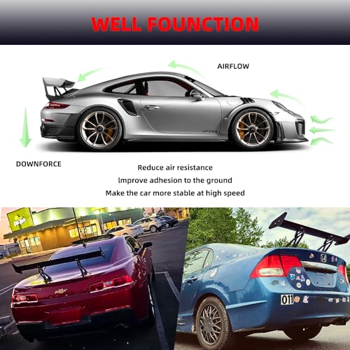 GT Wing Spoiler, Matte Black 47Inch Universal Rear Trunk Spoiler, Lightweight ABS Car Spoiler, GT Style - size: Matte Black