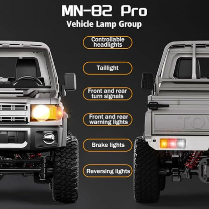 1/12 Scale RC Crawler, MN-82 Pro RTR RC Truck LC79 4x4 Off Road Vehicles 2.4GHz RC Rock Car with LED Lights for Adults Hobby Toys (Gray) - color: Gray