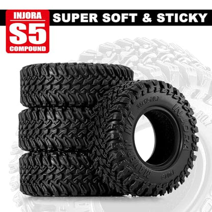 INJORA 34 * 12mm 0.7" MAVERIX M/T Tires for Axial SCX30 Upgrade, T7025