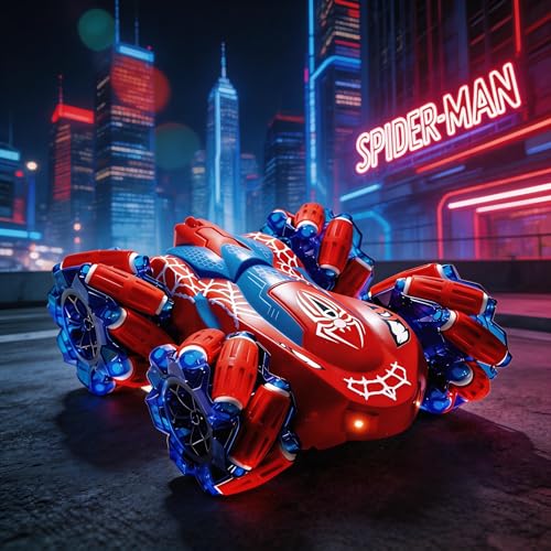 Spider RC Stunt Car for Kids, 2.4GHz Double-Sided 360° Rotating 4WD Remote Control Car with LED Headlights, Rechargeable Off-Road Spider Toy Gift for Boys Ages 4–6 5–7 8–13
