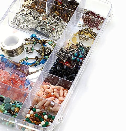 Exptolii 18 Grids Plastic Organizer Box with Dividers, Clear Compartment Container Storage for Washi Tapes Beads Crafts Jewelry Fishing Tackles, Size10.8 x 7.7 x 1.7 in - size: 1x Large 18 Grids
