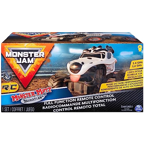 Monster Jam, Official Monster Mutt Dalmatian Remote Control Monster Truck for Boys and Girls, 1:24 Scale, 2.4 GHz, Kids Toys for Ages 4-6+ - style: Mutt Dalmatian