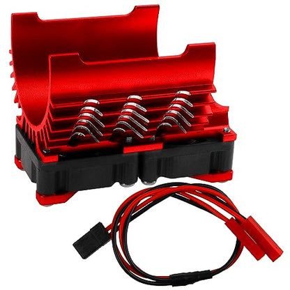 Motor Heatsink Dual Cooling Fan 40-42mm Compatible with 1/7 1/8 Arrma Traxxas RC Car Fit 4068 4074 4082 4268 4274 Motors (Red)