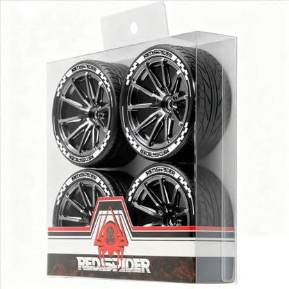 4PCS Aluminum Alloy Wheel Rim Tires Tyres 65x26mm Hex Adapter 12mm RC Spare Parts for 1/10 HSP HPI TAMIYA SAKURA D3 D4 Rally Touring Drift RC Car (Black) - color: Black