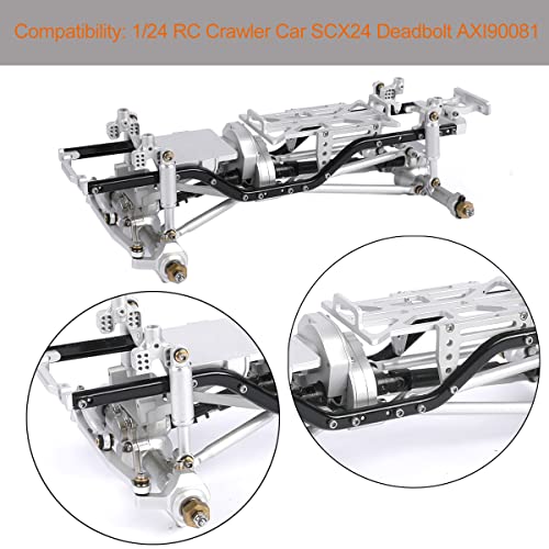 Metal Chassis Frame Assembled Kit for Axial SCX24 Deadbolt AXI90081 1/24 RC Crawler Car Upgrades (Silver) - color: Silver