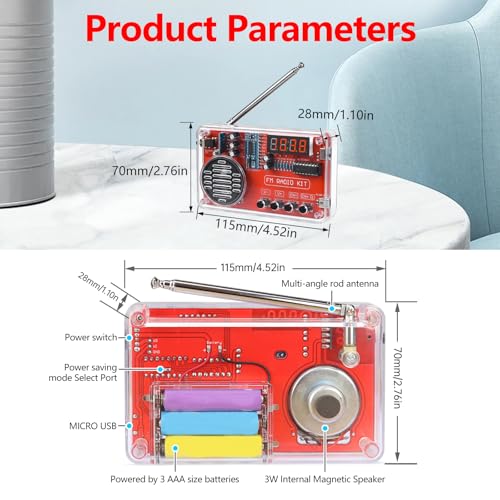 Diymore DIY FM Radio Kit, Soldering Practice Electronics Project, Transparent Case, with PCB, Speaker, Digital Display, for Beginners & STEM Learning - color: DIY FM Radio Kit