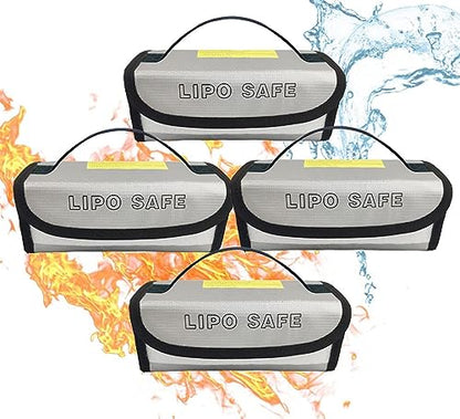 4PCS 185 * 75 * 60mm Lipo Battery Safe Bag Fireproof Charging Bag for RC Lipo Battery Pack Storage Charging Transport, Home Office Travel Lipo Safe Storage Pouch - size: 185x75x60mm (4 pcs)