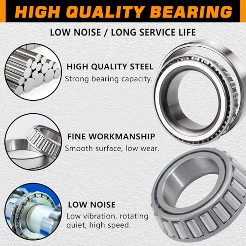 4Sets 25580 14125A Trailer Hub Bearings Kit for 7000 lb D42 Axle | with 21333TB/10-10 22333TB/10-36 Grease Seals, 2.72'' Dust Caps, Cotter Pins, Castle Nuts & Washers, for #42 Tapered Spindle - size: 4Set 25580 14125A Bearing Kit