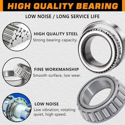4Sets 25580 14125A Trailer Hub Bearings Kit for 7000 lb D42 Axle | with 21333TB/10-10 22333TB/10-36 Grease Seals, 2.72'' Dust Caps, Cotter Pins, Castle Nuts & Washers, for #42 Tapered Spindle - size: 4Set 25580 14125A Bearing Kit