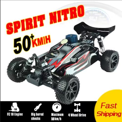 Helixsun VRX RH1006 1/10 Scale High-Speed 2.4GHz 4WD Nitro Off-Road RC Car (Equipped with Force.18 Engine) – Agile Steering, Smooth Riding Regardless of Terrain – RTF/R0080 - color: Blue White