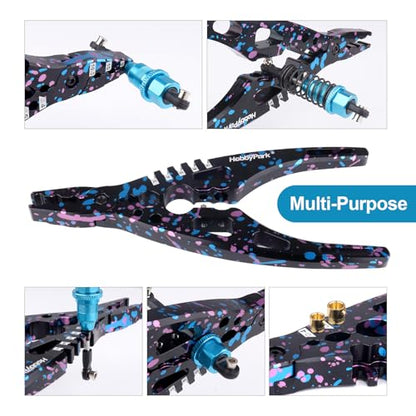 HobbyPark Multi-Function RC Shock Pliers Tool RC Shock Shaft & Tie Rod Clamp, Ball Link Remover for 1/8 1/10 RC Car Truck Crawler Buggy Drift (Graffiti Splash) - color: Graffiti Splash