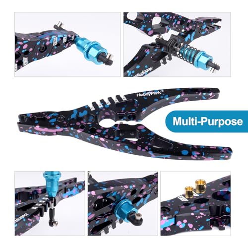 HobbyPark Multi-Function RC Shock Pliers Tool RC Shock Shaft & Tie Rod Clamp, Ball Link Remover for 1/8 1/10 RC Car Truck Crawler Buggy Drift (Graffiti Splash) - color: Graffiti Splash