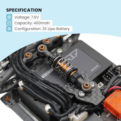 Helidirect Reflex Racing 400mah 7.6V LiHV Hardcase Battery Pack for MiniZ, Drift, 1/28, 1/24 - Remote Control Car, RC Car Upgrade Accessories (RRE015 400mah LiHv) - style: RRE015 400mah LiHv