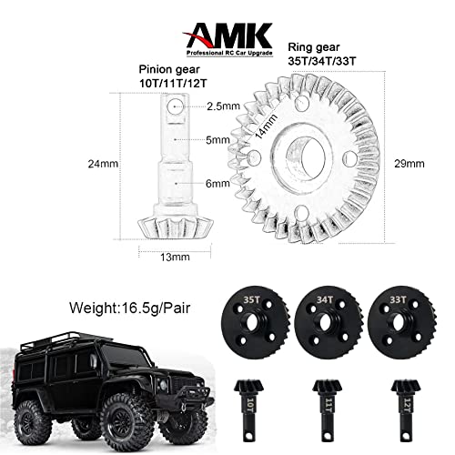 TRX4 Overdrive Bevel Gear, 33T/12T Ring Gear Pinion Gear for 1/10 RC Car T-raxxas TRX4 TRX6 Bronco Chevrolet Sport Upgrade