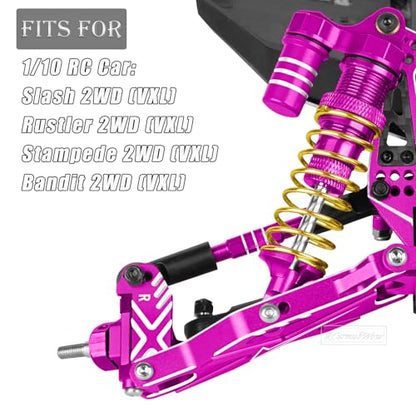 RC Caster Block Set Upgrades Part for 1/10 2WD Slash/Rustler/Stampede 2WD/Bandit 2WD VXL,Aluminium Left Right Caster Blocks,Front Steering Block,Rear Stub Axle Carriers,Pink
