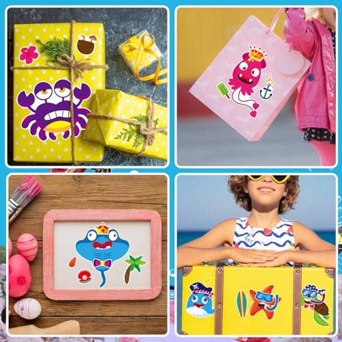 Make Your Own Sea Animals Stickers, Make a Face Stickers | 24 Sheets Ocean Animals Stickers for Kids Toddlers, Mix and Match Stickers for Kids Party Favors Activities - style: Sea Animals