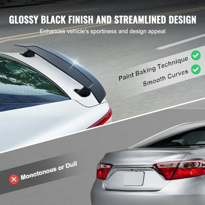 VEVOR GT Wing Car Spoiler, 46.3 inch Universal Spoiler, Compatible with Most Sedans and Coupes, High Strength ABS Material, Car Rear Spoiler Wing, Racing Spoiler BGW/JDM Drift Glossy Black - size: 46.3 Inch, style: ABS