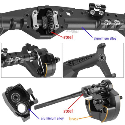 RC Upgrades Part Portal Axles for 1/10 DIY SCX10 SCX10 II,Capra 1.9 UTB 4X4 4WD,RCYouHott 1/10 Capra 1.9 UTB & SCX10 RC Crawler Car Aluminum Front Rear Axle,Black - color: Black-(upgrades Part）