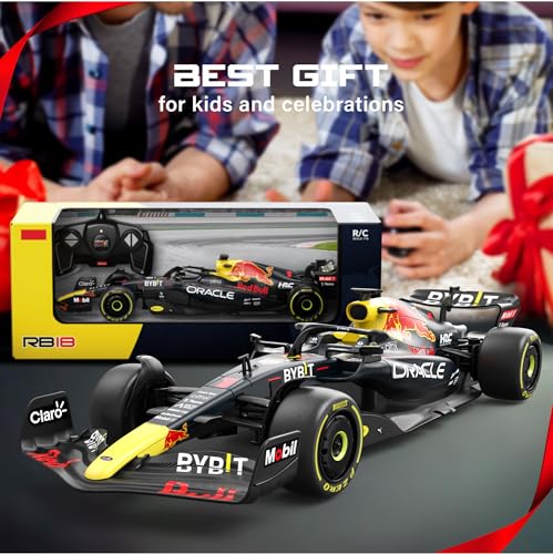 Voltz Toys Authentic Licensed 1:18 F1 RedBull Rb18 Car Remote Control Car - F1 Collection RC car Series for Kids and Adults - 2.4GHz RC Car for Gift (1:18 RedBull Rb18(NO.1)) - color: 1:18 Redbull Rb18(no.1)