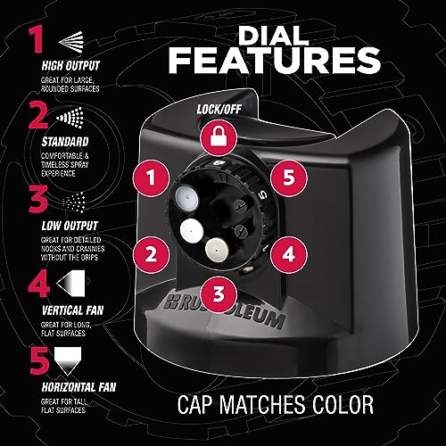 Rust-Oleum 2X Automotive Enamel 5-in-1 Spray Paint, Gloss Black | Fast Dry, Adjustable Custom Spray Dial, Multi Surface (Metal, Wood, Plastic and More), Any Angle, Ultimate Coverage, 6 Pack - color: Gloss Black, size: 12 Ounce (Pack of 6)