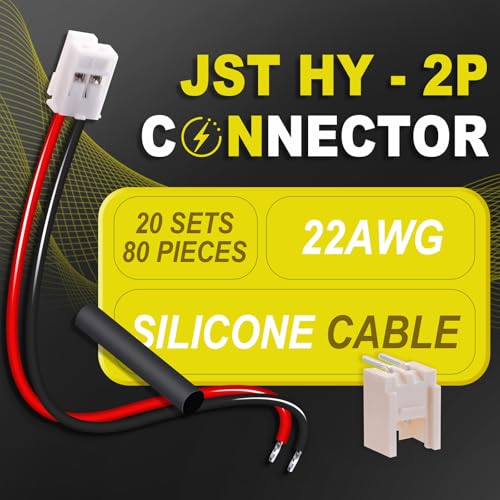 20Sets/80Pcs JST HY SMD 2.0mm 2Pin 22AWG Silicone Connector Kit | Premium Automotive Wiring, Heavy Duty Terminals, Reliable Circuit Board, High Temperature Housing, Easy Project Assembly - size: 2-Pin, style: JST-HY-SMT