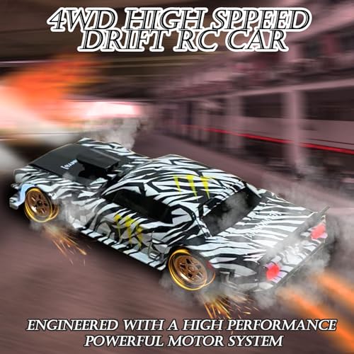 1/43 Mini RC Drift Car with Gyroscope, 2.4GHz 4WD Full Proportional High Speed Micro Hobby RC Cars with Lights Racing Tires, Fast Small Remote Control Car, Toy Model Gift for Adults Kids Boys Girls - color: Black-g